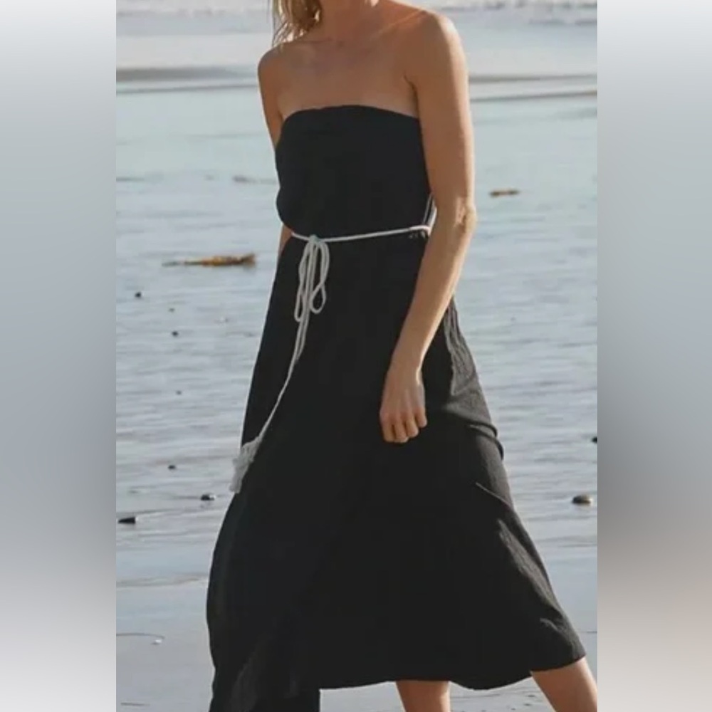Free People Black Strapless Midi Dress